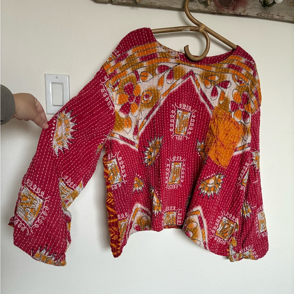 Kantha Bae Colorful Bohemian Handmade Vintage Textile Top Women's Free Size - Picture 3 of 6